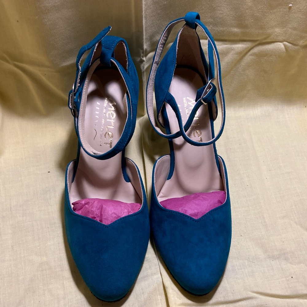 Turquoise Ankle Strap Heels/Ballroom